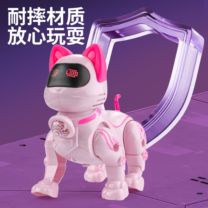Los niños tiran de cuerda robot gato simulación camina maquinaria de mascota gatito bebé acompañante juguete luz música