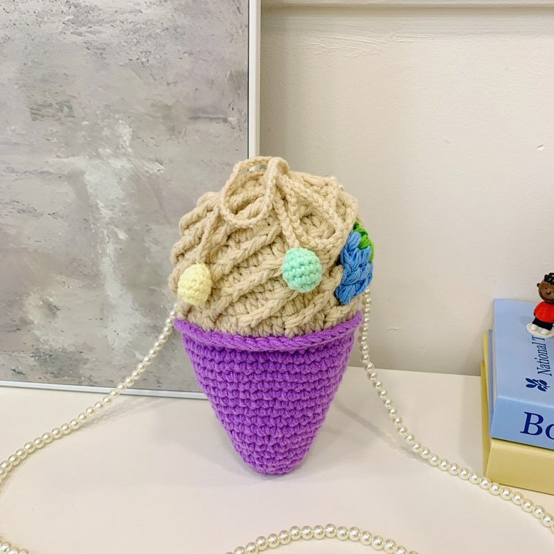 Caricatura encantadora bolsa de hombro de gancho para niños y niñas, helado dulce para padres e hijos, bolsa de mochila, otoño y invierno, nueva bolsa de fresa