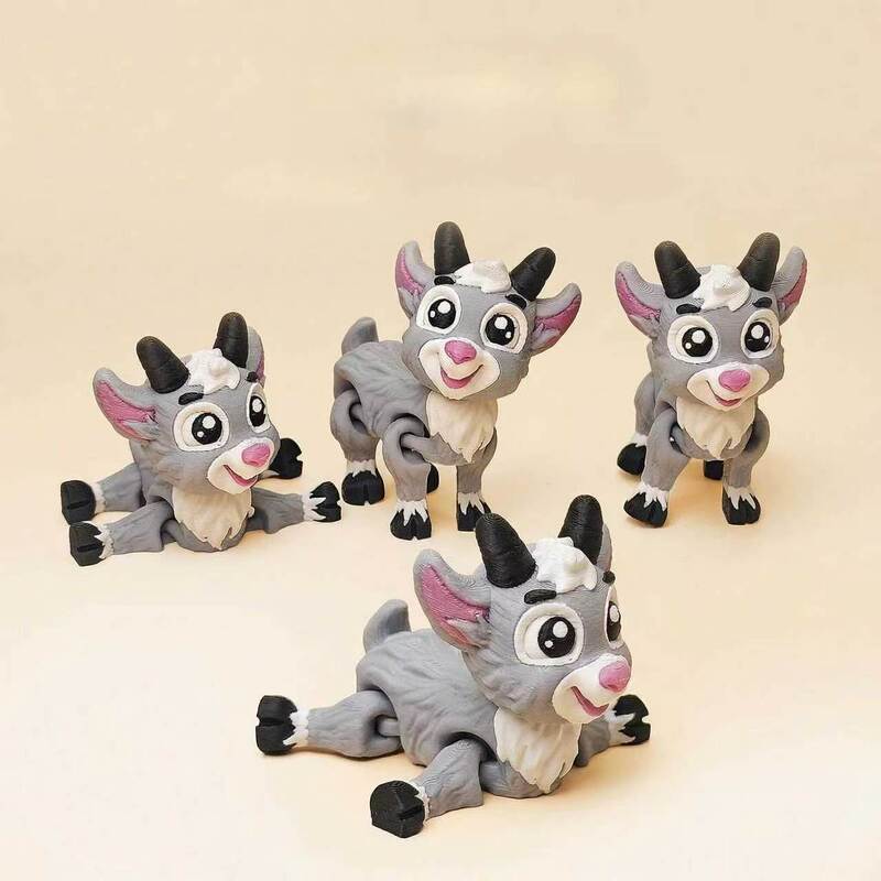 Cross-Border New Product 3D Printed Realistic Cute Goat Children's Toy Model with Fully Movable Body for Desktop Decoration