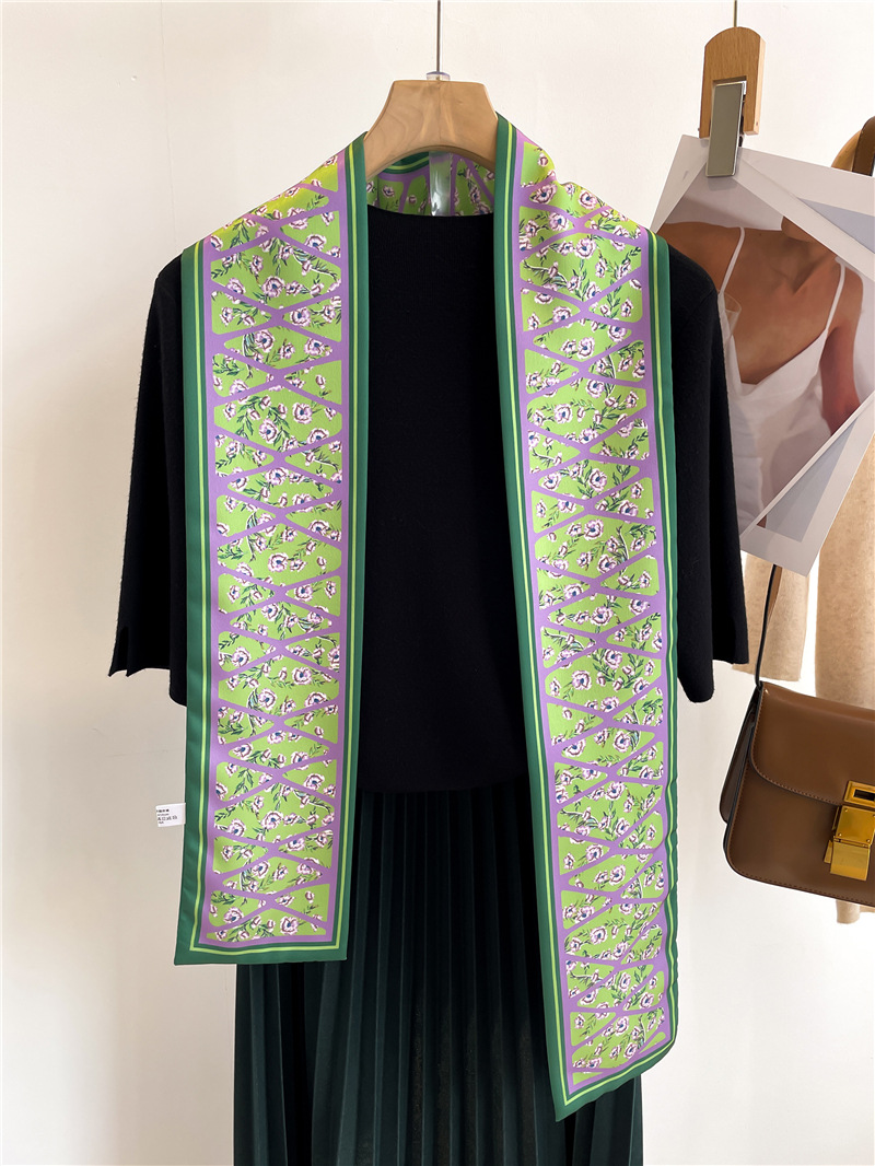 Sciarpa alla moda, cintura, sciarpa, nastro, decorazione per borsa legata, piccola fascia per capelli lunga, sciarpa di seta, donna bifacciale_voghion.com