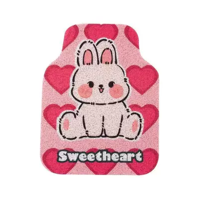 Girls' Car Anti-Dirty Car Mats, Universal Foot Pad - white-rabbit-with-pink-heart-48645cm-wire-ring-front-1-piece