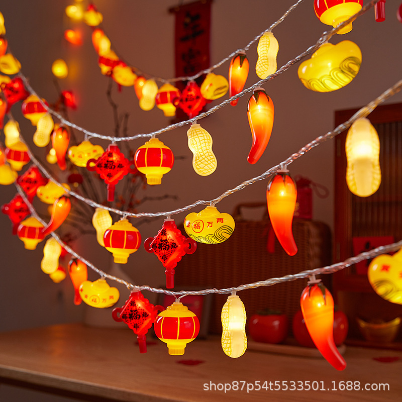 2025 New Hanging Tree Lantern String Flash Light Atmosphere Light New Year Decoration New Year Pendant Year of the Snake Red Lantern