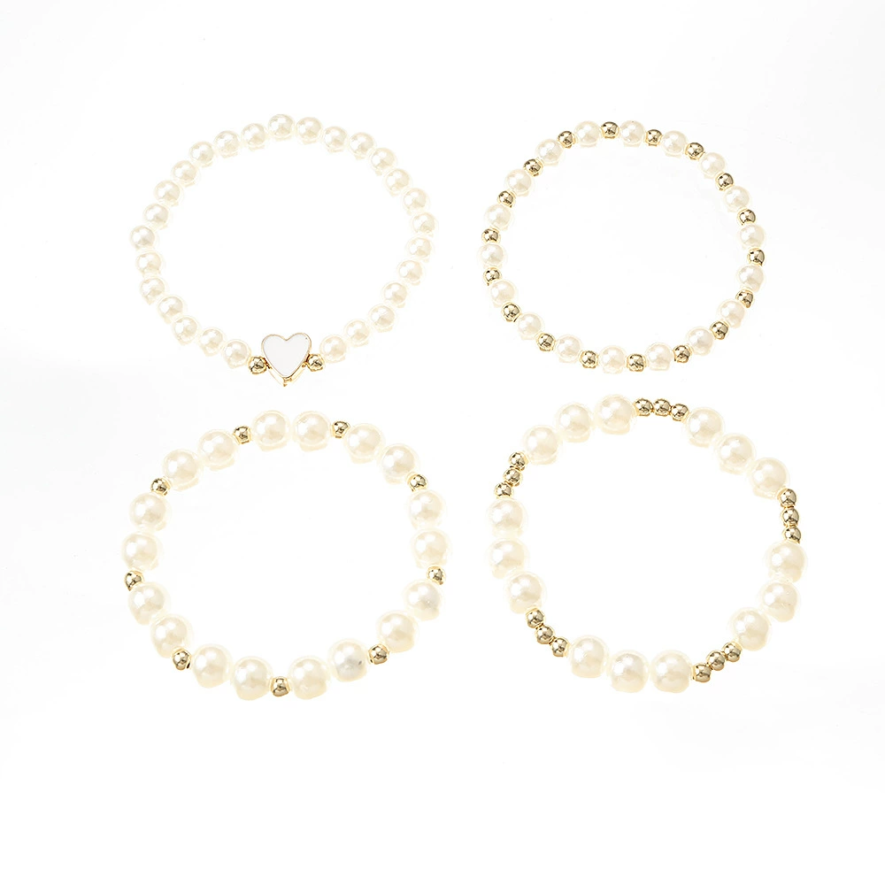 Children's bracelet from pearl, fashionable set, European style, simple and elegant design, 4 piece set