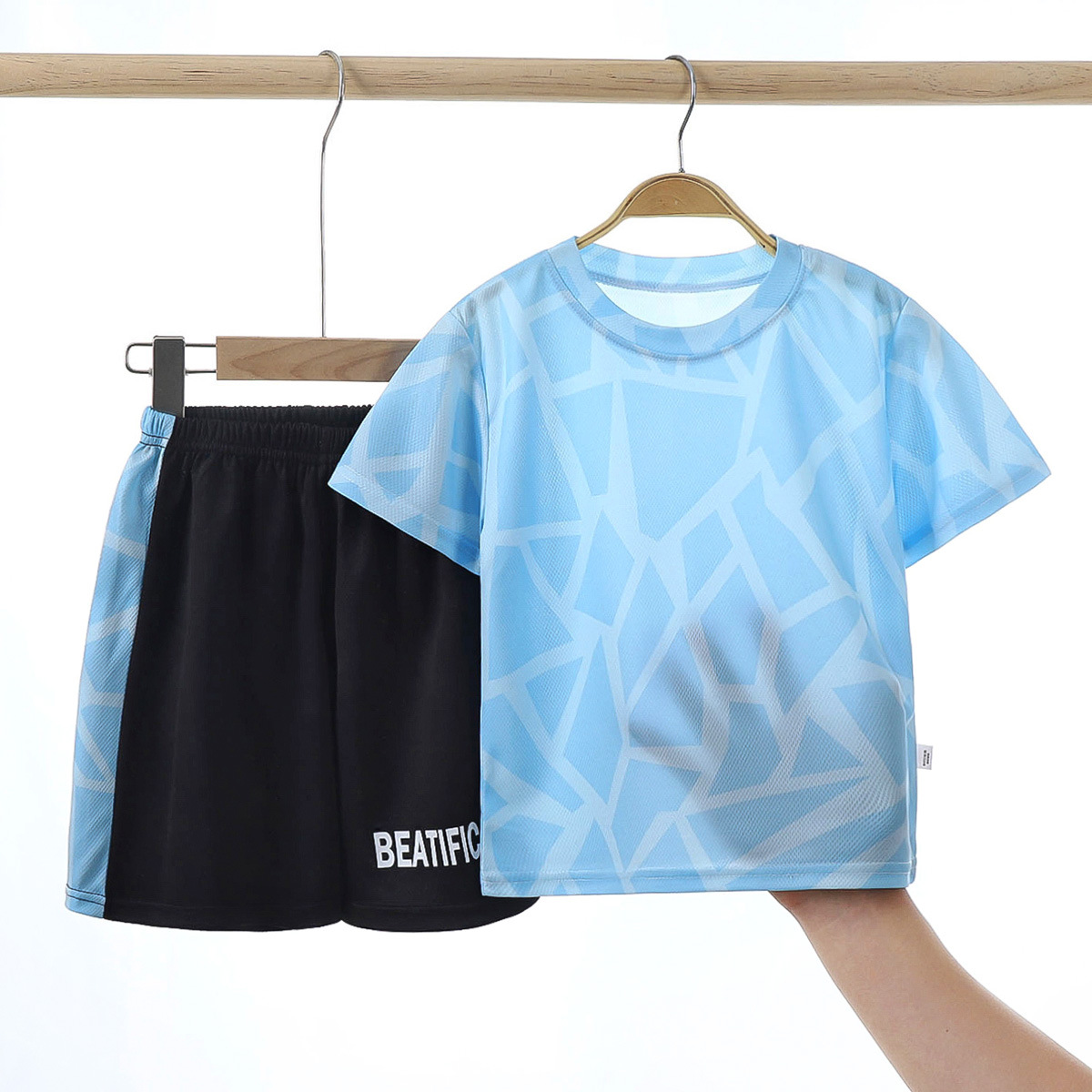 Traje de manga corta para niños 2025 verano traje para niños camiseta ropa deportiva ropa de secado rápido para niñas camiseta ropa para niños al por mayor image 6