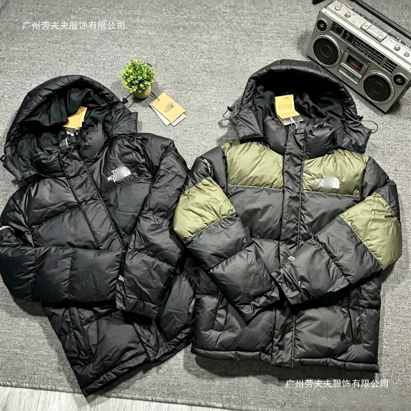 North Face high-end autumn/winter new collection, North Face 1997 series hooded cotton jacket, men's style, black with green accents North Face high-end autumn/winter new collection, North Face 1997 series hooded cotton jacket, men's style, black with green accents
