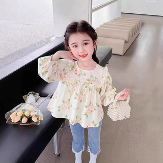 女童衬衫春秋季2026新款小清新女孩宝宝长袖衬衫洋气儿童春装上衣