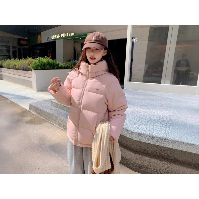 2025新款冬季韩版短款羽绒服女连帽小个子宽松加厚面包服冬外套潮|undefined
