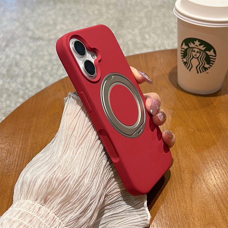 iPhone16携帯電話ケースに適したハイエンドバーガンディレッド新しいスタンドApple 16promax液体シリコーン|undefined