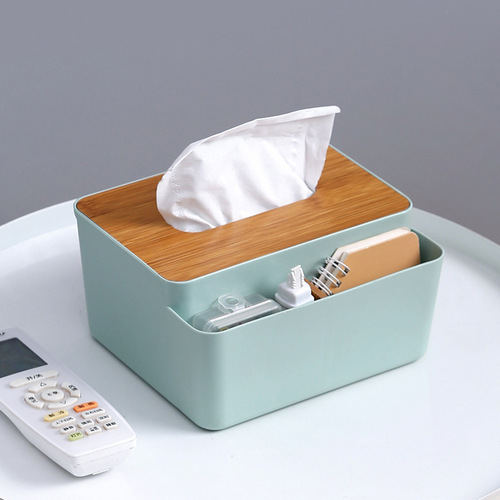 Creative Japanese tissue box, desktop multifunctional wooden tissue box, living room coffee table tissue storage box customization