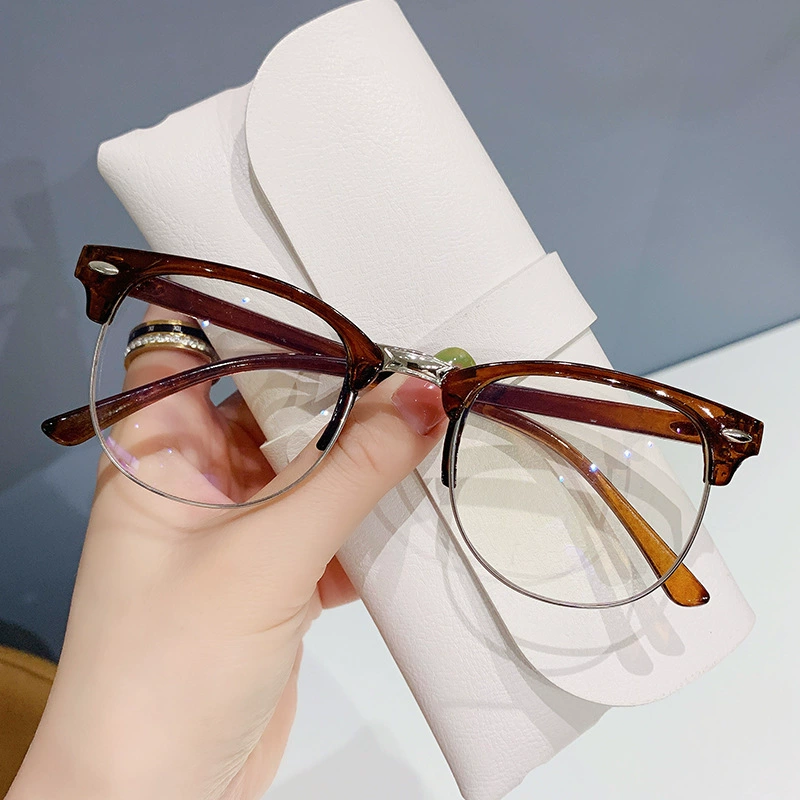 Граница через границу рисовая ноготь 3016 Tide Frame Classic ретро металлическая полурама 975 плоско-легкое зеркало мужчины и женщины одинаковые модели