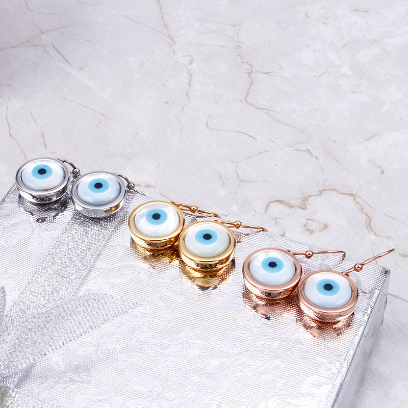 Fashion Devilu0027S Eye Titanium Steel Inlay Opal Bracelets Earrings Necklace