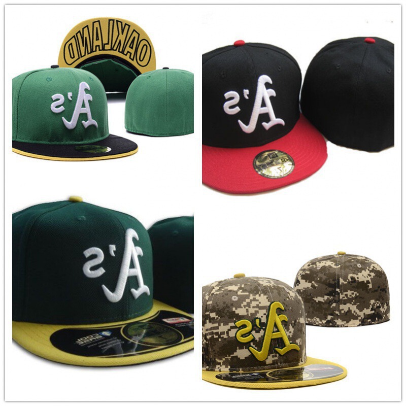 [Oakland Athletics] Closed-Back Sun Protection Sun Hat for Couples, Embroidered Cap, Full-Cover Baseball Cap
