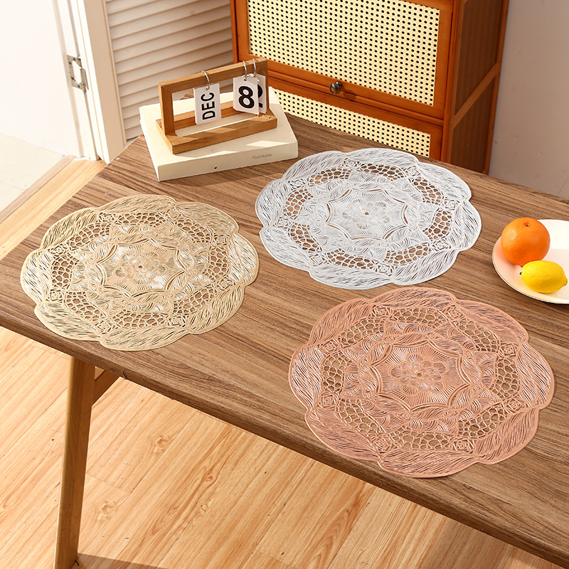 Amazonas romántica flor francesa almohadilla de PVC rosa creativa alta sensación de lujo ligera almohadilla de aislamiento térmico del restaurante