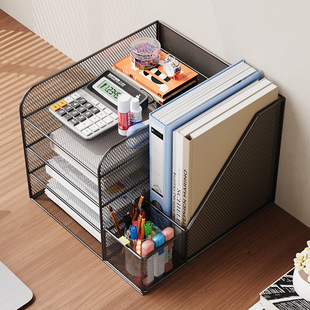 A4 Desktop File Storage Rack Office Folder Storage Box Metal Bookend File Rack Multi-Layer Storage Rack