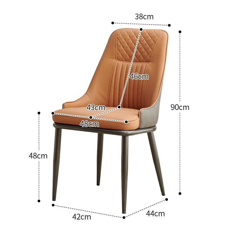silla de comedor doméstica silla de lujo ligera silla de respaldo taburetes balcón sala de estar silla de comedor de cuero silla de comedor de metal silla de comedor