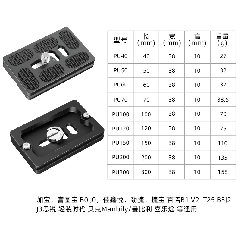 卸売アルミニウム合金ユニバーサル一眼レフカメラクイックリリースプレート三脚雲台ベース延長クイックリリースプレート写真撮影アクセサリー