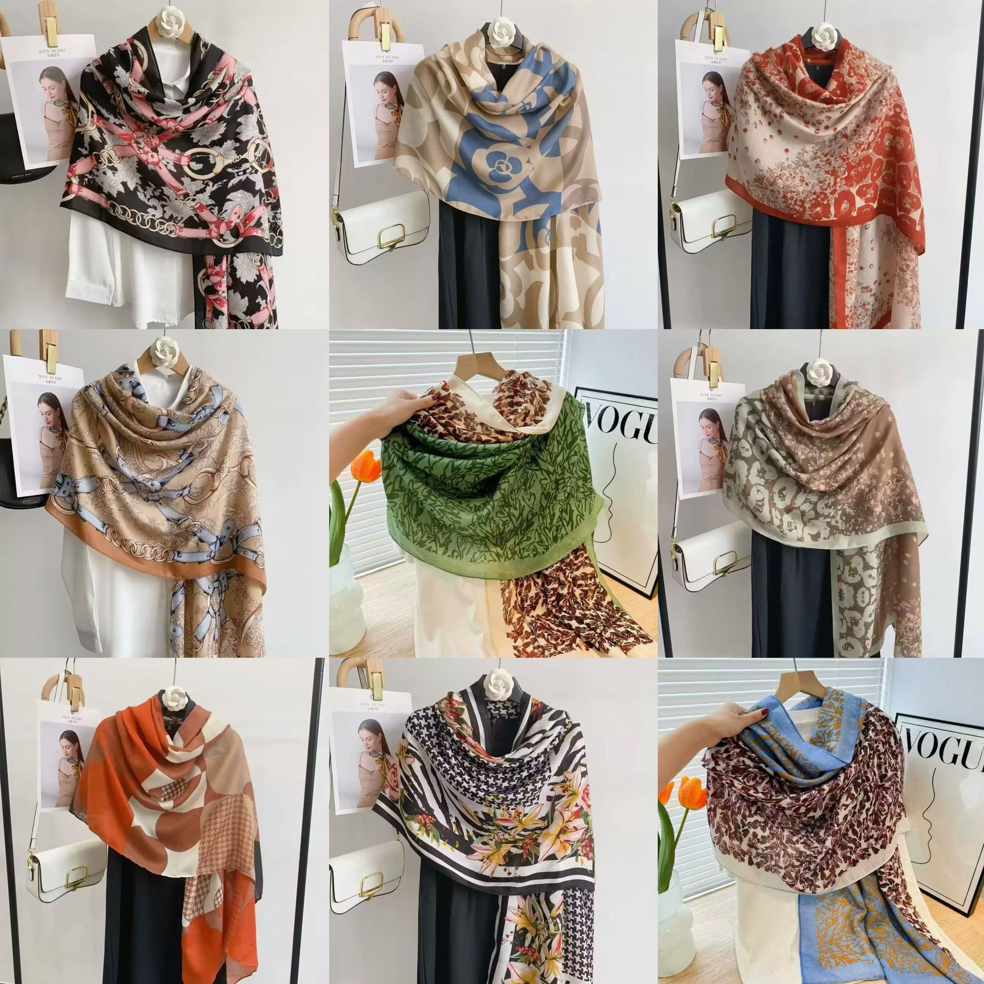 Autumn Shawl External Fashion Spring and Autumn Scarf Women's Cotton and Linen Dual-use All-match Thin Winter Silk Scarf Long Scarf