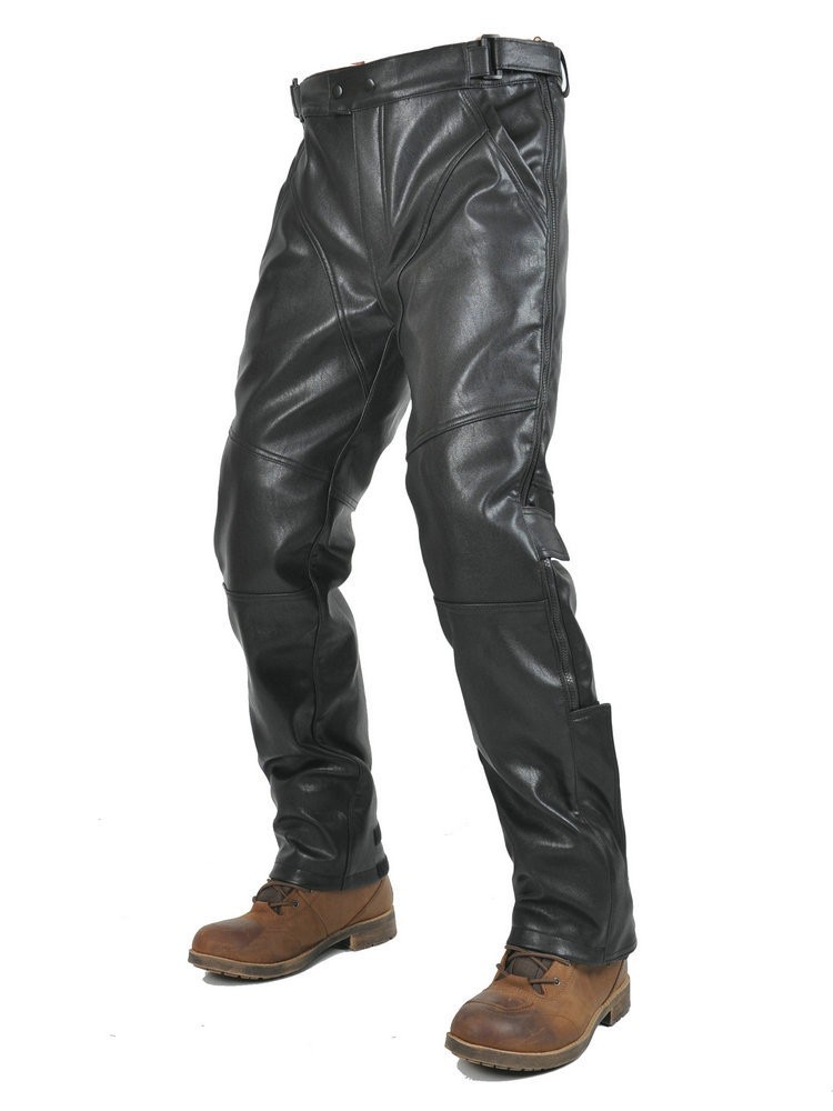 VOLERO anti-caída calentamiento pantalones de motocicleta con pantalones de algodón impermeables a prueba de viento pantalones de cuero PU para el exterior