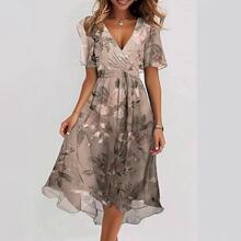T 77345 V-neck floral dress V ���黨����ȹ�羳����ͨ����