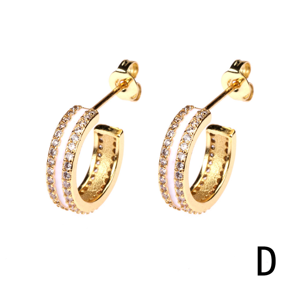 Fashion Diamond C-shaped Copper Earrings Wholesale display picture 4