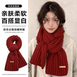 毛线针织围巾女秋冬季韩版百搭加厚保暖披肩氛围感学生围脖潮