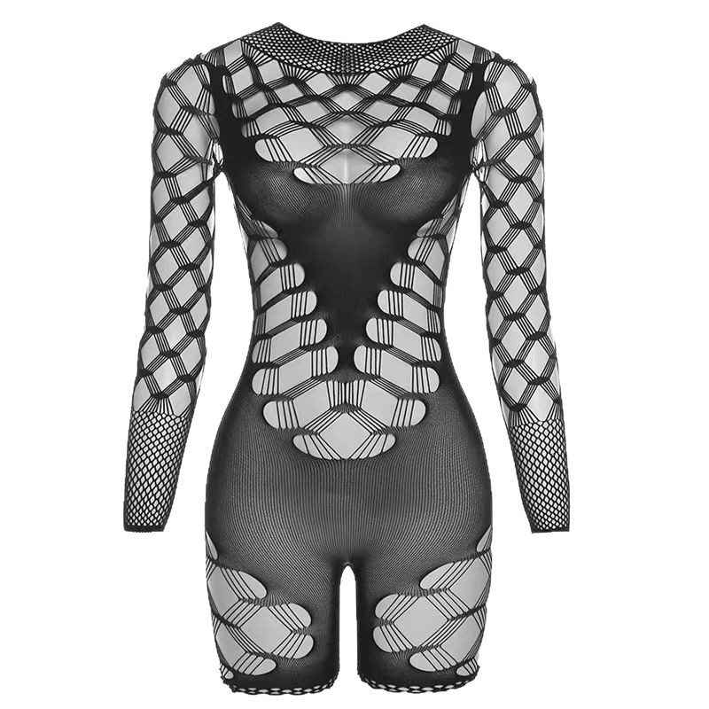 Yue Butterfly Europa y Estados Unidos nuevo sexy con mangas rotas de malla mono ajustado sexy conejo mujer se puede rasgar YD8096