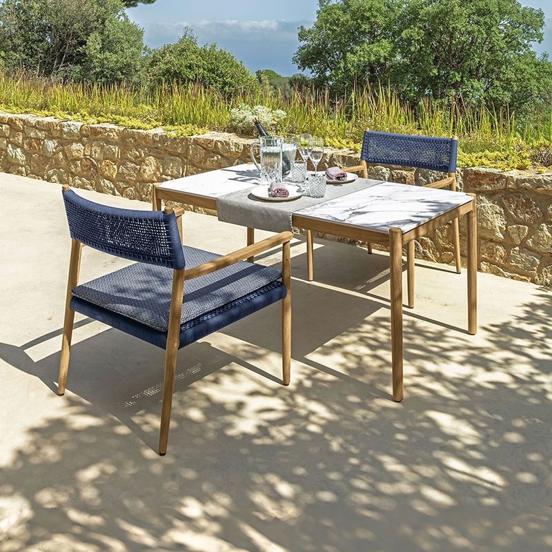 Mesa y sillas de teca al aire libre Jardín al aire libre Hotel Casual Mobiliario Combo Villa Patio Terraza Mesa y sillas de caña simple