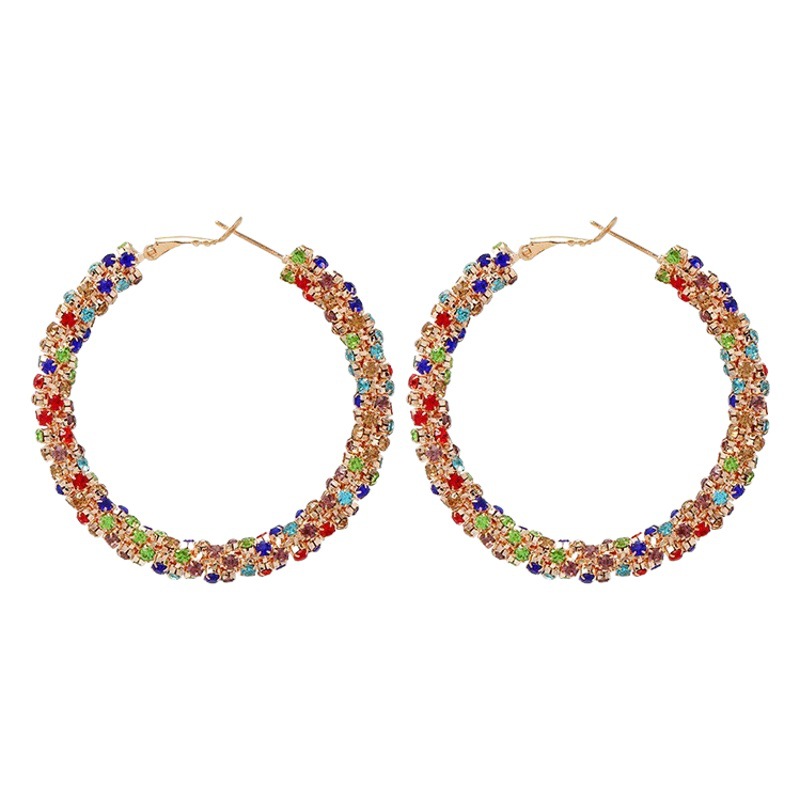 Trendy Minimalist Niche Design Circle Earrings That Make You Look Slimmer, Exaggerated Earrings, New Cross-Border Style, Cool and Understated Diamond-Studded Earrings