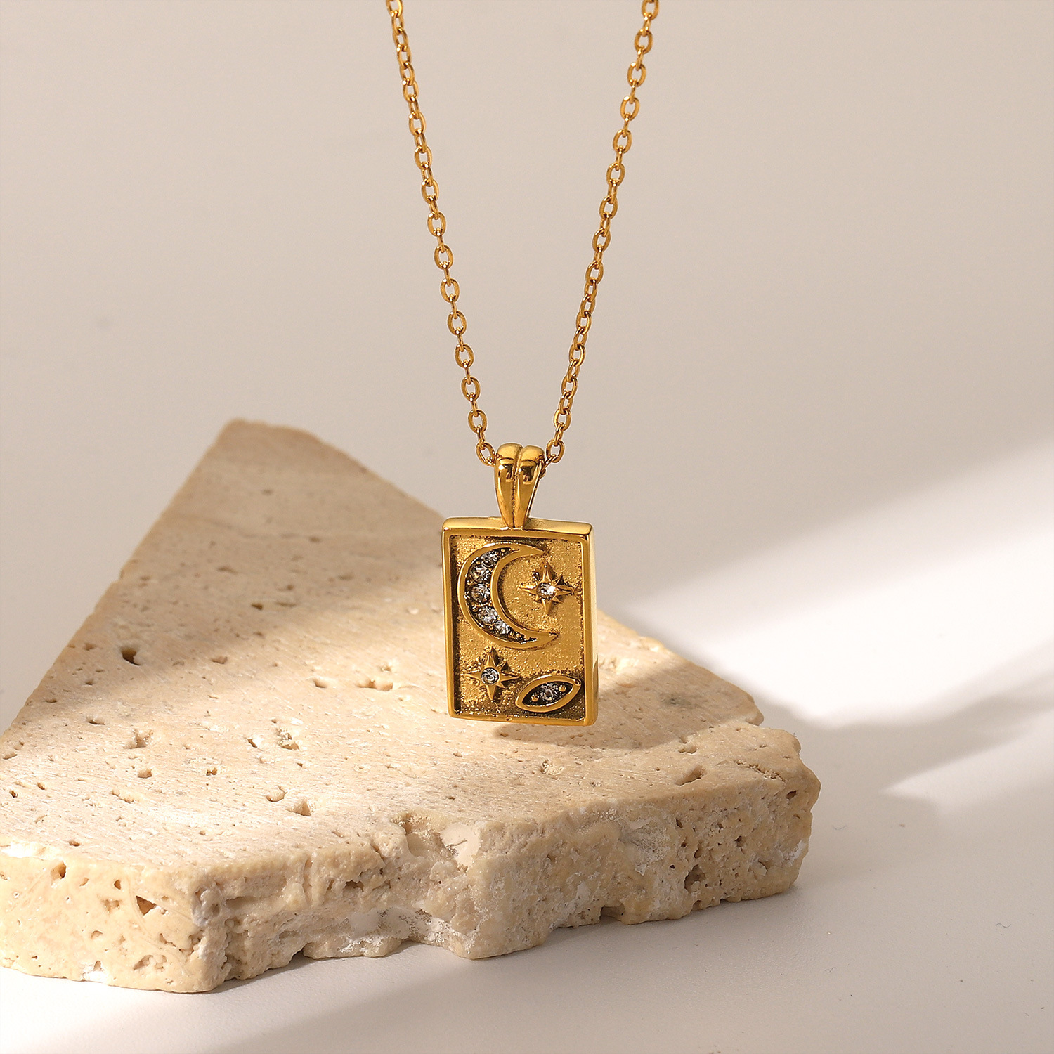 Fashion Geometric Stainless Steel Necklace Plating Zircon Stainless Steel Necklaces