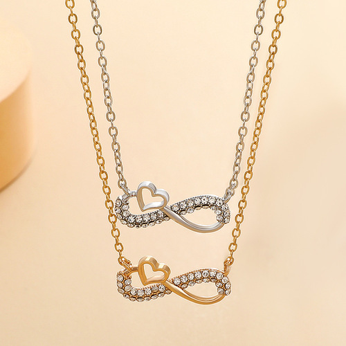 Infinity Love 8-Character Necklace | Wish European & American Style, Trendy 8-Word Heart Pendant, Exquisite Zircon Clavicle Chain