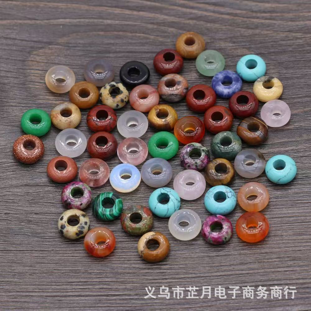 天然石大孔珠宝石算盘手绘珠散珠串珠家珠子diy饰品配件手链隔珠