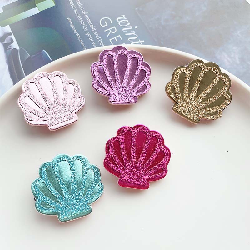 50g Weight Hair Clip Hair Accessories Type 2 Pieces Set Quantity Holiday Occasion Bow Knot, Shell Pattern Kid'S Gender Vacation Style Kid's Vacation Bow Knot Shell Cloth Hair Clip 7