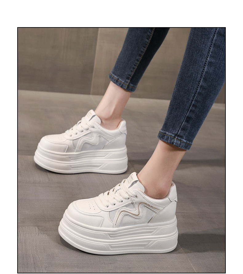 Giày sneaker nữ đế dày tăng chiều cao phong cách thể thao — màu be chi tiết 15