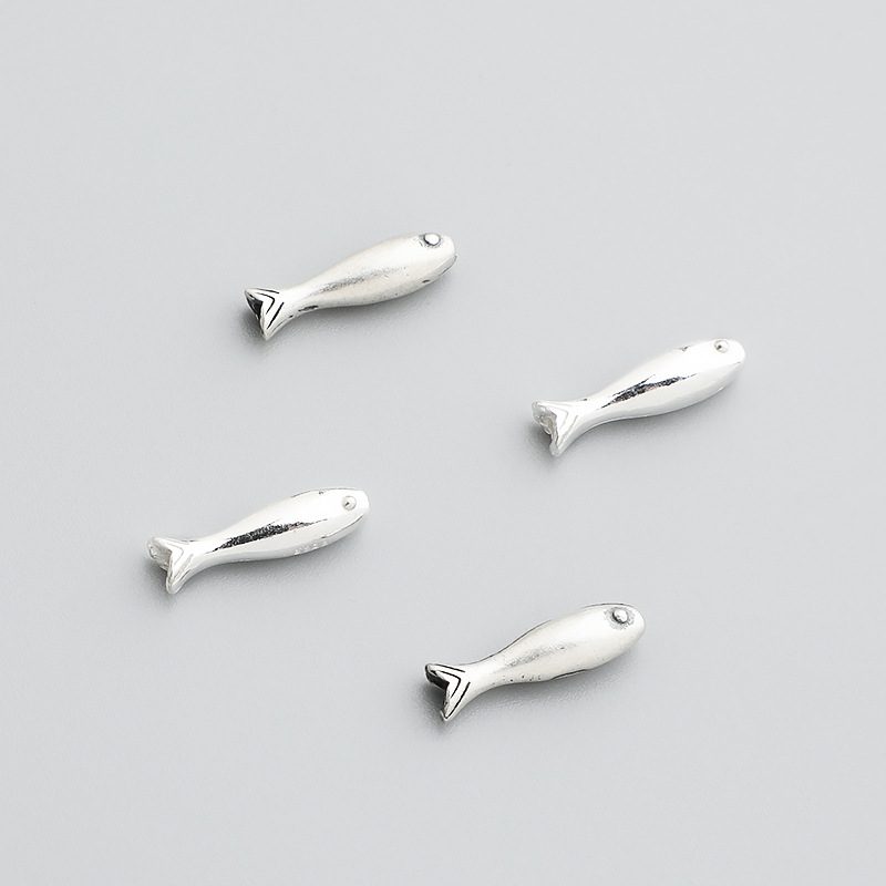 1 Piece Quantity 1 Piece 4*10mm 4*14.5mm Hole Under 1mm 925 Sterling Silver Fish Polished DIY Ornament Accessories Beads