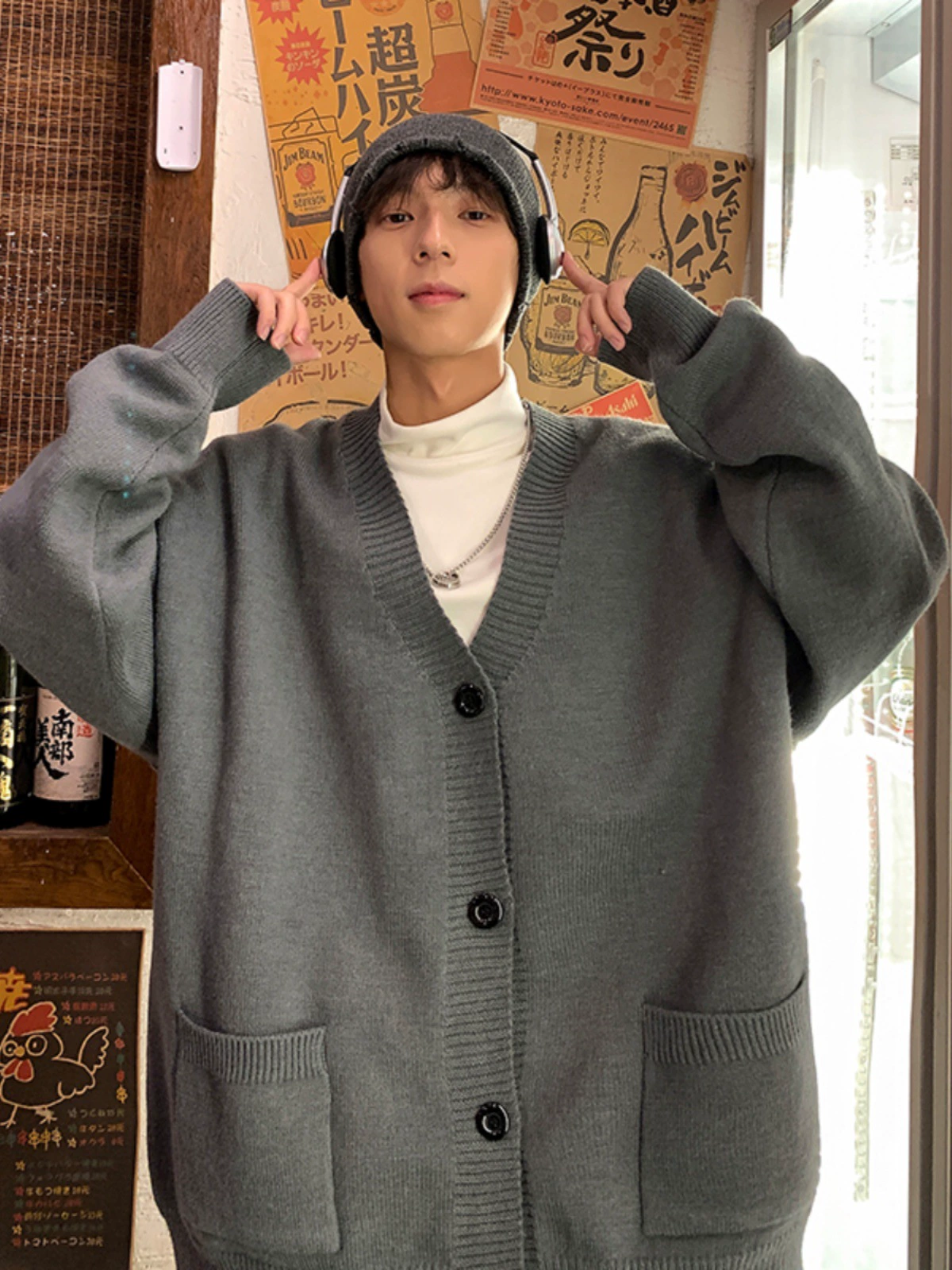 Кардиган (Tide) oversize в корейском стиле, вязаный, цветной, демисезон, осень