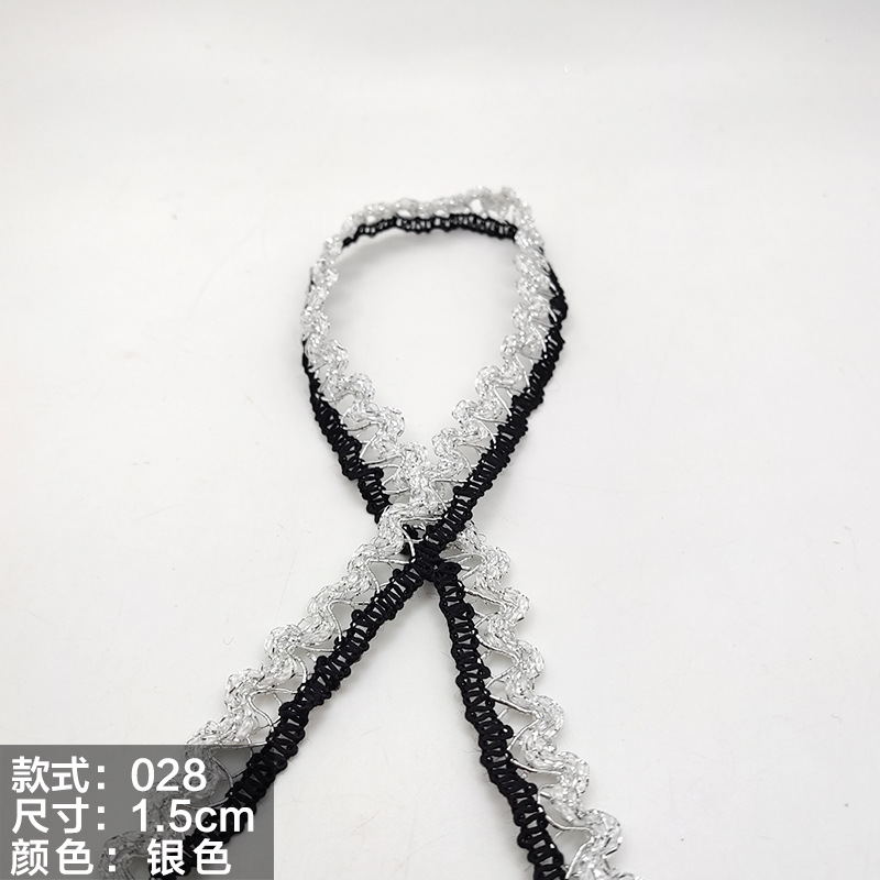 Colorido encaje de oro y plata perlas de triángulo de seda al por mayor de oro y plata cebolla diente borde DIY rendimiento accesorios de ropa estilo étnico cinta