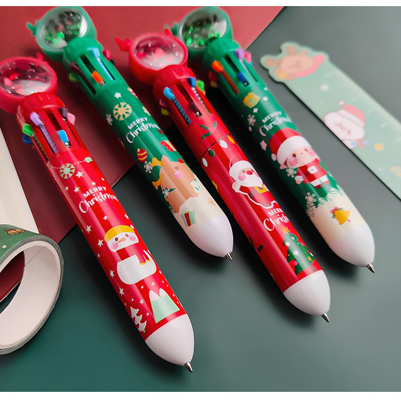 متعددة-اللون الإبداعية عيد الميلاد طالب القرطاسية 10 الألوان قلم display picture 4