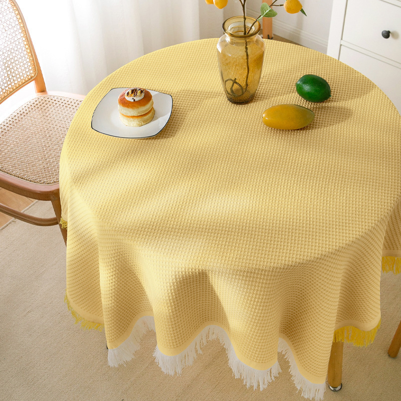 ins Style Cotton Linen French Style Tablecloth Small Round Table Light Luxury Birthday Photo White Japanese Style Tablecloth Dormitory blanket