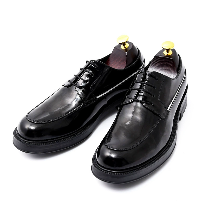 Мужские туфли, кожаные, на шнуровке, с круглым носком, на толстой подошве, деловые классические кожаные туфли для молодых мужчин, оптовая продажа, повседневные, на резиновой подошве