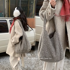 周日搭子~ベルベットバッグ 大容量 脇の下バッグ ショルダーバッグ ins 無地 秋冬 レディース 斜め掛けトートバッグ クロスボディバッグ