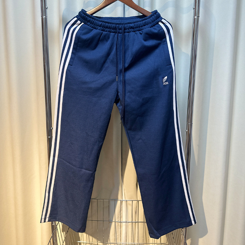 adidas Originals Sweatpants Wide Leg Three Stripes Navy