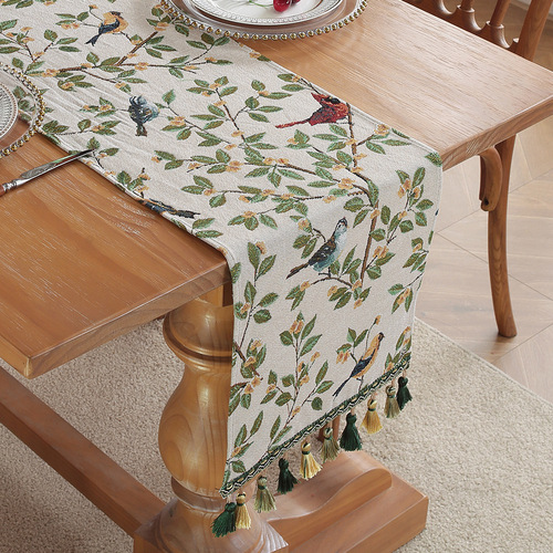 American retro long table flag tea seat Western table flag cloth light luxury jacquard embroidery long table cloth wholesale