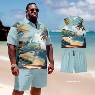 Spring and summer Europe and the United States POLO suit short sleeve men's 3D digital printing plus size daily cross-border foreign trade high street leisure