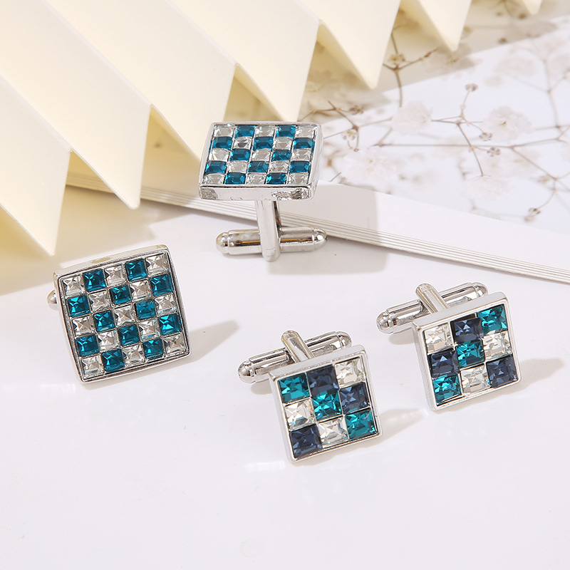 New Square Color Diamond Zircon Cufflinks Fashion Men's Shirt French Cufflinks_voghion.com