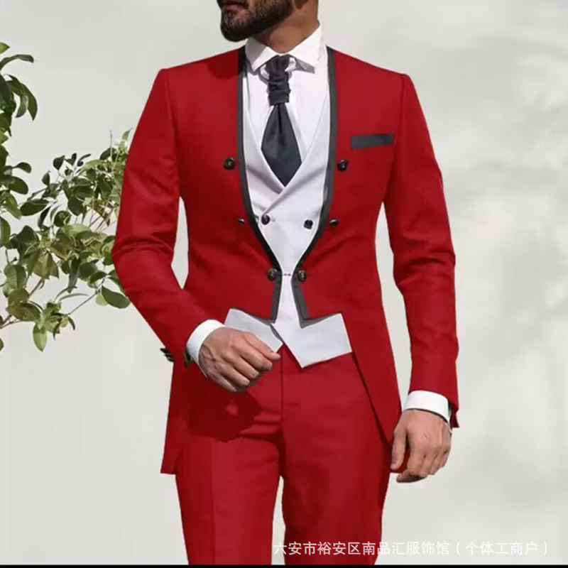 Aliexpress Cross-Border Slim Three-Piece Men's Suit Cross-Border European and American Business Casual Suit Suit Tuxedo for Men