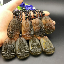 厂家直销冰种黑曜石 冰种八大守护神 十二生肖吊坠黑曜石本命佛