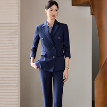 高端职业装双排扣西装套装销售经理4S店长总裁西服套裤售楼工作服