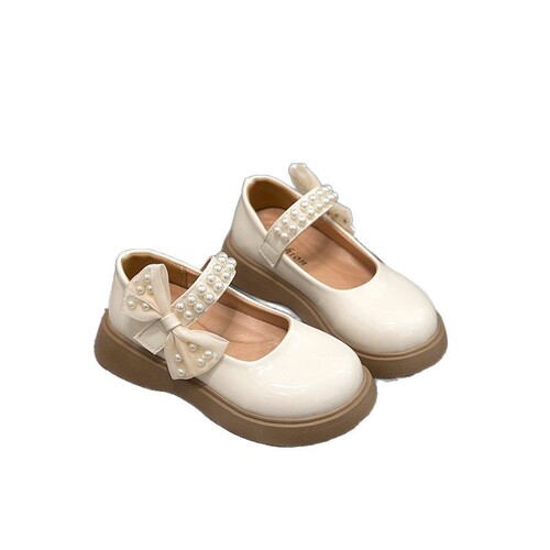 Chic Fashion Small Leather Shoes for Children 2025 Spring and Autumn Season Pearl Princess Shoes British Style Single Shoes for Girls