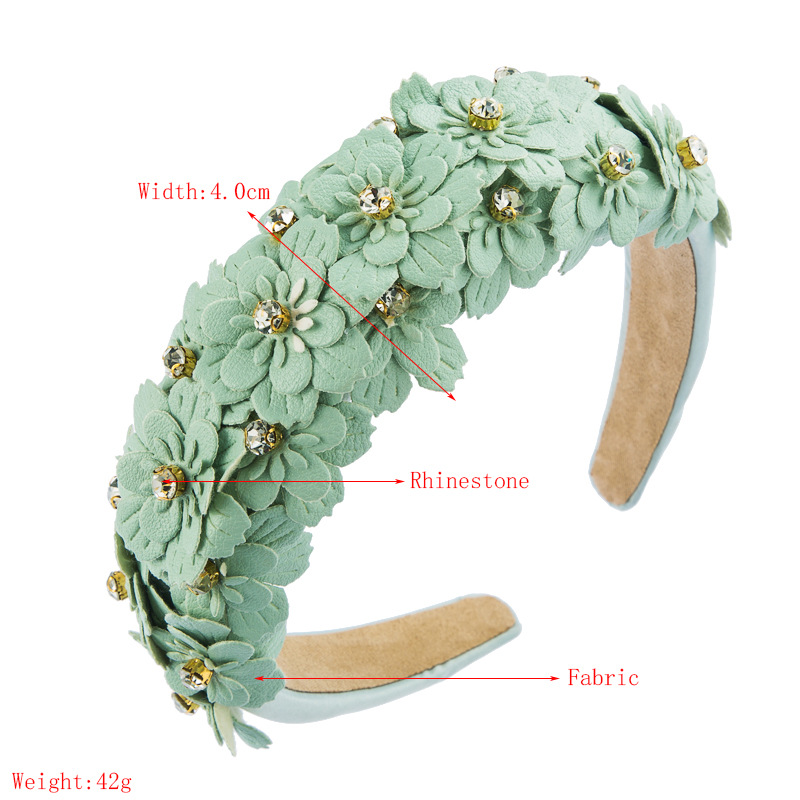 Wholesale Candy-colored Leather Diamond-studded Flower Headband Nihaojewelry display picture 1