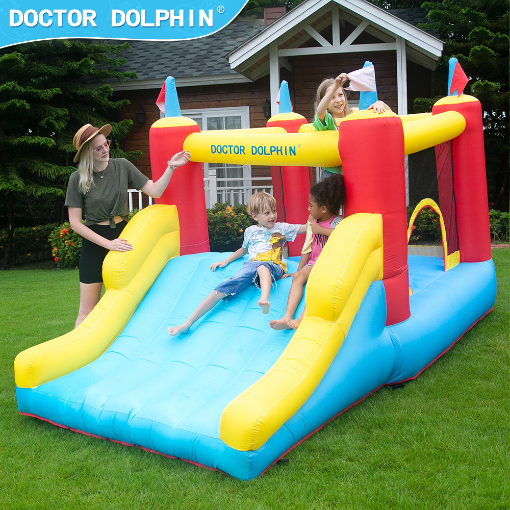 Doctor Delfín | Castillo inflable para niños, pequeño castillo inflable para exteriores, trampolín, tobogán inflable para niños, antideslizante